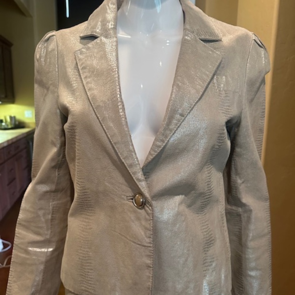 Wendy Hil silver snake embossed leather blazer woman's size small